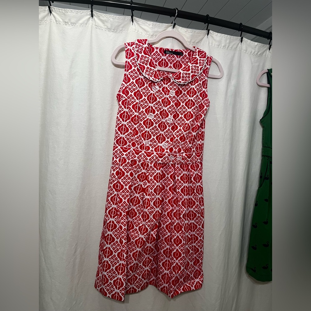 Dear Creatures Par Avion Dress in Red Mosaic
Peter Pan 100% cotton Twee dress